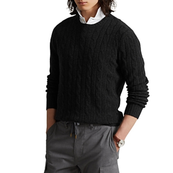 Polo Ralph Lauren Men Cashmere Cable Knit Crewneck Sweater Gray Size L - Picture 3 of 7